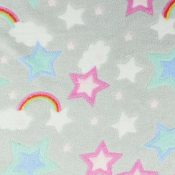 Flanell Fleece Rainbowland, silbergrau