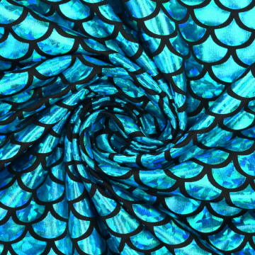 Lamé / mirror foil jersey elastic sheds, turquoise