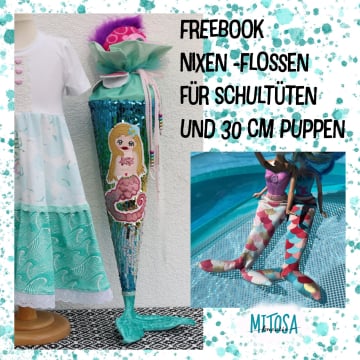 Freebook MiToSa-Kreativ Nixen Flossen Schultüte und 30cm Puppe