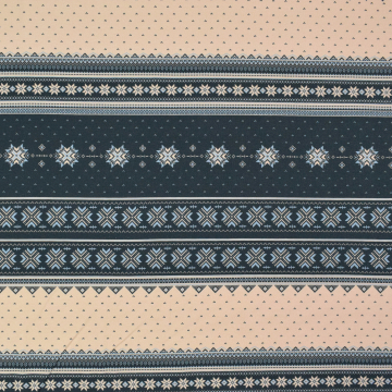French Terry opgeruwd Christmas Stripes, blauw