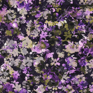 French Terry angeraut Flowers, schwarz