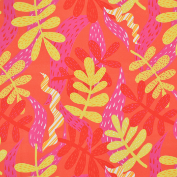 French Terry roughened Flying Leaves, orange