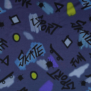 Tissu french terry gratté Skate, bleu