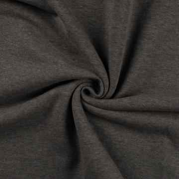 Tissu french terry gratté, gris foncé chiné