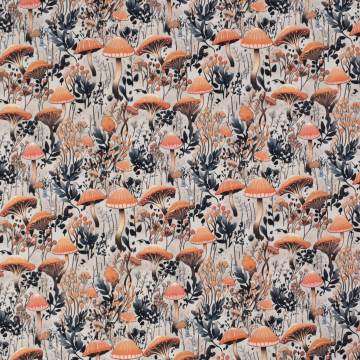 French Terry Autumn Mushrooms, beige