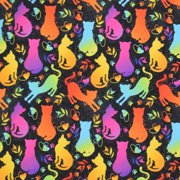 French Terry Cats, schwarz