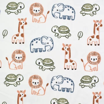 French Terry Cute Animals, wollweiß