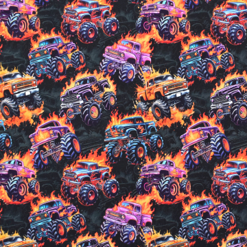 French Terry Monster Trucks, zwart