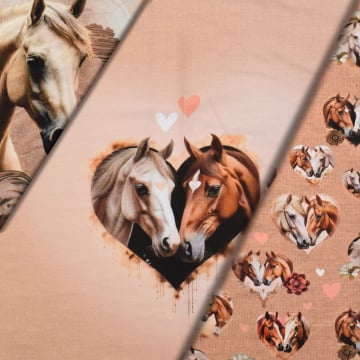 French Terry paneel Horse Romance, 150 x 75 cm