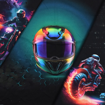 French Terry paneel Motorbike Planet, 150 x 75 cm