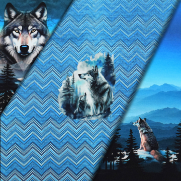 French Terry Panel Wolves in the Forest, 150 x 75 cm