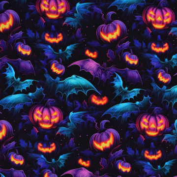 Tissu french terry Purple Pumpkins, noir