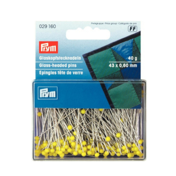 Épingles couture têtes de verre Prym, jaune