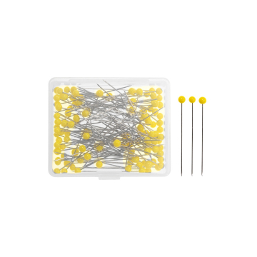 Épingles couture tête de verre jaune 20 g