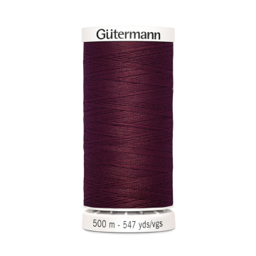 Bobine fil à coudre Gütermann 500m polyester, (369) lie de vin