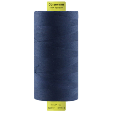 Bobine fil à coudre Gütermann 1000m polyester Mara 120, (0011) bleu foncé
