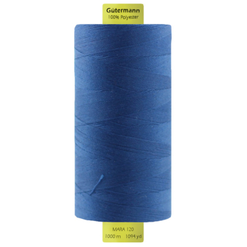 Bobine fil à coudre Gütermann 1000m polyester Mara 120, (0967) bleu pétrole foncé