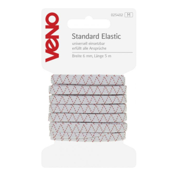 Ruban élastique, 5 m, 6 mm, blanc