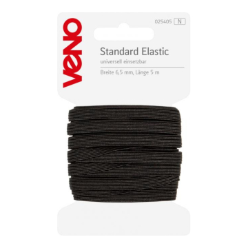 Ruban élastique, 5 m, 6,5 mm, noir