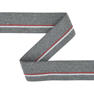 Bande élastique look jean, gris - rouge