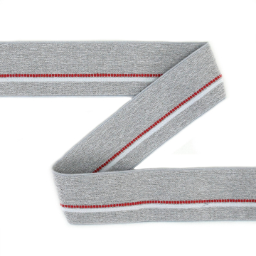 Bande élastique look jean, gris clair - rouge