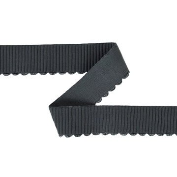 Ruban élastique with embroidery border 38 mm, gris foncé