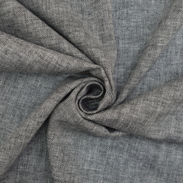 Halflinnen Herringbone, zwart
