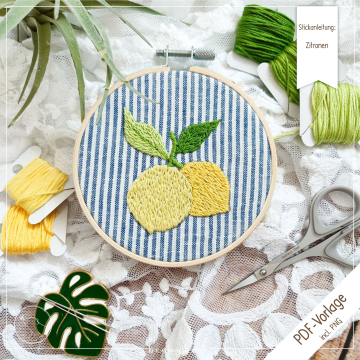 Modèle broderie à la main pdf citron Beemybear