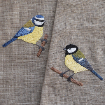 Modèle broderie à la main pdf Mésange bleue & mésange charbonnière Fabelwald