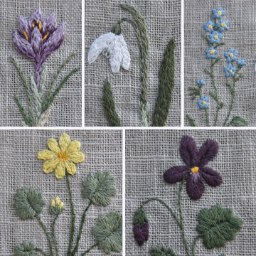 Modèle broderie à la main pdf Fleurs du printemps Fabelwald