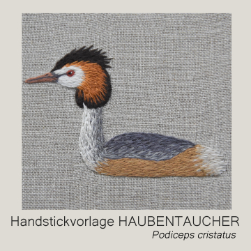 Handstickvorlage Fabelwald Haubentaucher, german