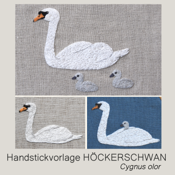 Handstickvorlage Fabelwald Höckerschwan, german