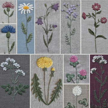 E-book borduurpatroon Fabelwald Wiesenblumen, Duits