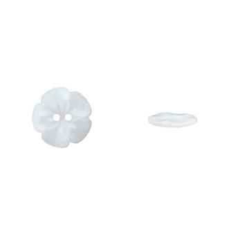 Bouton couture plastique Fleur, blanc 11 mm