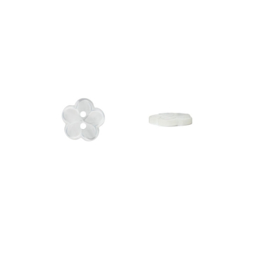 Bouton 2 trous en plastique fleur, 18 mm, blanc