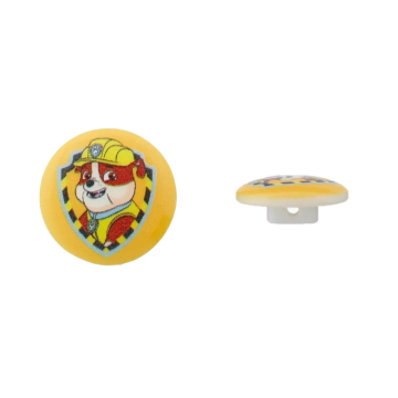 Bouton couture fantaisie 15mm Paw Patrol Rubble, jaune