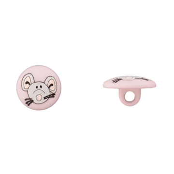 Bouton plastique Souris, 12 mm, rose