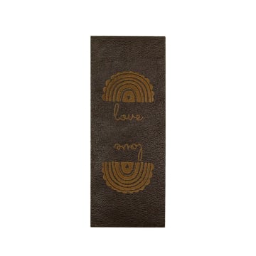 Étiquette pliable en similicuir arc-en-ciel Love, marron foncé