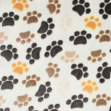 Tissu polaire doux jacquard patte de chien chat, blanc cassé