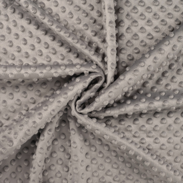 Tissu polaire minky doux à pois, gris