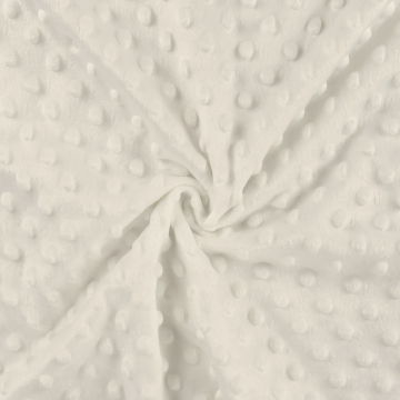 Tissu polaire minky doux à pois, blanc