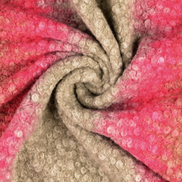 Tissu bouclette effet dégradé, rose fuchsia