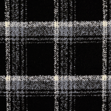 Tissu polyester tweed pour manteau tartan écossais, noir