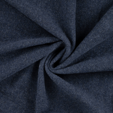 Merino wol fleece uni, donkerblauw