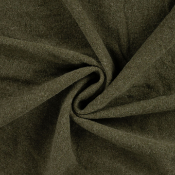 Merino Wollen fleece uni, olijfgroen