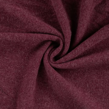 Merino wol fleece uni, wijnrood