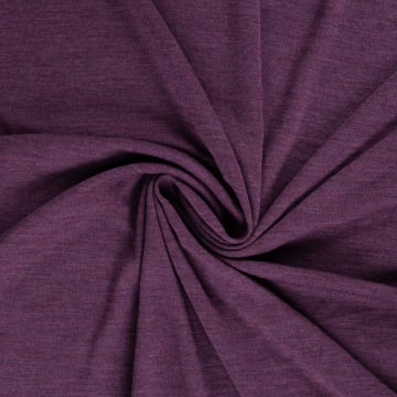 Merino wol jersey stof, donker roodpaars