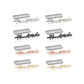 Étiquette Label métal Handmade 8 unités Mix