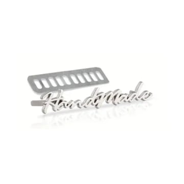 Étiquette Label métal Handmade, argent