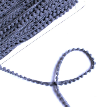 Ruban à mini pompons, gris 10 mm